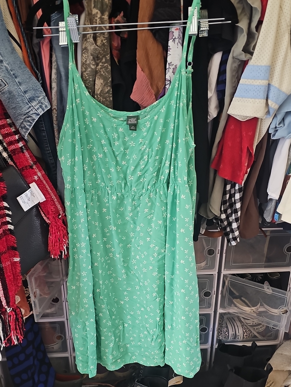 wild fable Mint Green Floral Midi Dress with Adjustable Straps